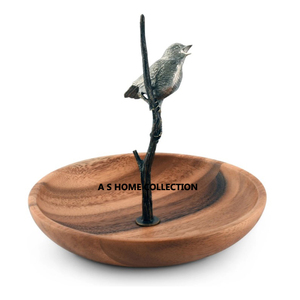 Cuenco de madera de diseño moderno para servir, mango hecho a mano ecológico de tamaño mediano para uso decorativo de vajilla a la venta - Product Image 5