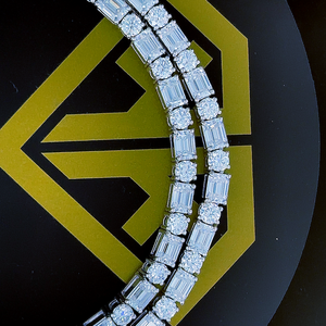 โซ่เพชรมออิสซาไนท์กลม & มรกต VVS1 D เพชรเทียมผ่านการทดสอบเพชรสร้อยคอ22 "สำหรับผู้ชาย/ผู้หญิงเงิน925 - Product Image 3