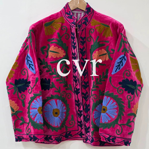 Uzbek Outerwear Hand Embroidered Eco-Friendly Suzani Velvet Handmade Velvet Suzani Women's Luxury <b>Coat</b> Winter Boho for Party We - Product Image 1
