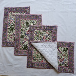 ชุดถาดรองน้ำชาผ้าพิมพ์ลายบล็อกด้วยมือพร้อมแผ่นรองท่อขอบเสื่ออุปกรณ์เสริมสำหรับโต๊ะในบ้านและร้านอาหาร - Product Image 3