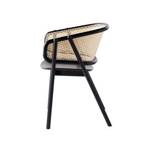 Chaise de salle à manger moderne en bois de teck massif avec dossier en rotin tissé pour intérieur et extérieur pour la maison, les meubles d'hôtel et les appartements - Product Image 2
