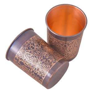 Diseño martillado estándar Vasos de agua de cobre de vidrio de metal de cobre pulido brillante a un precio asequible Agua buena y saludable - Product Image 2