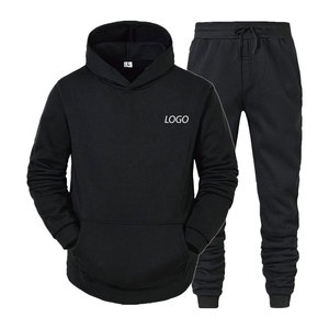 ชุดวอร์มแบบ 2 ชิ้น ผ้าระบายอากาศได้ดี แบบ unisex  สำหรับผู้ชาย เสื้อฮู้ดดี้และกางเกงวอร์มผ้าฝ้ายธรรมดา - Product Image 4