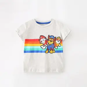 Wholesale Kids Soft Cotton Tshirt Summer Clothing Boys Gray Cartoon Printing Kindergarten Tshirt For Kids Boys
