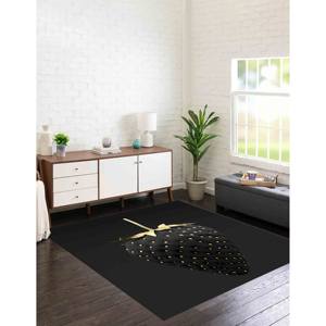 Tapis noirs à motif fraises, Tapis noir et or à motif fraises, Tapis imprimé, Tapis en chenille - Product Image 3