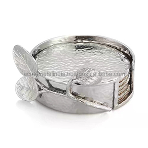 Posavasos de metal para té y café, vajilla de acero inoxidable de forma redonda, posavasos de cocina, calidad superior de la India - Product Image 5