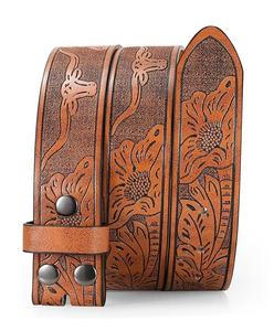 Ceinture en cuir véritable personnalisable de vente chaude Style occidental avec la boucle en acier disponible dans les tailles-cuir formel de Cowboy en gros - Product Image 2
