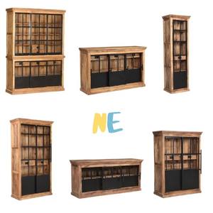 Armoire de buffet industrielle Buffet en bois massif avec portes coulissantes 180 cm avec commode à 7 tiroirs et 6 portes coulissantes Vente à chaud - Product Image 6