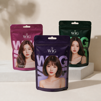Sacs à perruques personnalisés avec logo imprimé, emballage pour cheveux, emballage transparent, sac de rangement réutilisable pour perruques, sac en plastique à fermeture éclair