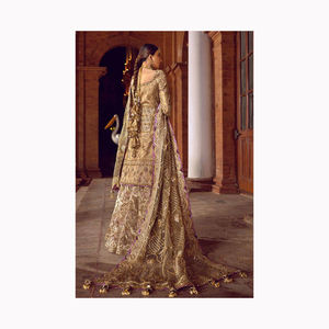 Nouveau coton pakistanais imprimé avec patch de broderie argent Sifon Lehenga Choli à vendre en ligne - Product Image 1