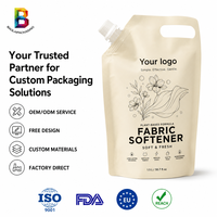 Sachet Doypack personnalisé imprimé en usine OEM pour détergent liquide 750 ml 1 L et recharge de lessive liquide, avec bec verseur et trou de poignée