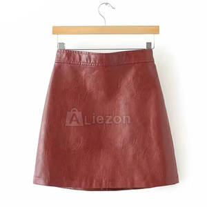 Fashion Women <b>Leather</b> <b>Skirt</b> With Front Slit Soft <b>Pu</b> Women <b>Leather</b> <b>Skirt</b> For Daily Wear In Stock - Product Image 1