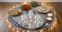Ensemble de dîner traditionnel indien en laiton fabriqué à la main Thali assiette bols et cuillère en verre belle vaisselle pour cadeau argent