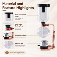 Cafetière Siphon en Verre Borosilicate Or Rose, 3 et 5 Tasses, avec Brûleur à Alcool – Vente en Gros