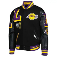 Vestes de baseball en chenille de laine avec logo personnalisé, broderie, manches en cuir vintage, veste varsity pour hommes