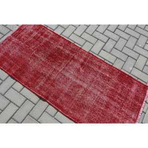 พรมวินเทจ ขนาด 2.3x5.3 ฟุต สีแดงชมพูลายดอกไม้ ทำจากขนสัตว์ ผลิตในตุรกี - Product Image 4