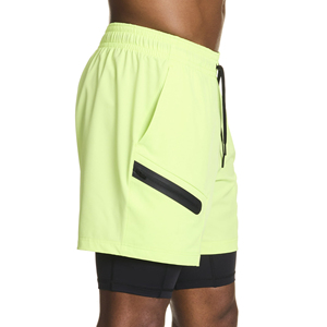 <b>Men's</b> 100% Cotton Summer Sports <b>Shorts</b> Quick-Drying Casual Fitness Joggers Zipper Pocket Double Layer 2-in-1 Training for - Product Image 3