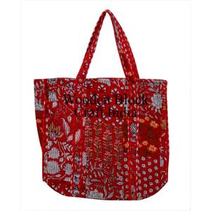 Bolsa de Mano de Algodón Estampada Personalizada, Bolsos de Hombro de Diseñador Indio Populares para Mujer, Bolsos de Mano de Algodón Acolchado con Estampado Floral para Mujer - Product Image 6