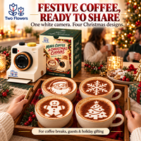 Pochoir manuel rétro en forme d'appareil photo pour café, outil de décoration pour latte et cappuccino, accessoires de café, deux fleurs, PLA