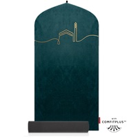 Tapis de prière intérieur et extérieur lavable en machine minimaliste Mihrab émeraude de Singapour TAKVA EasiClean avec collection Kaaba