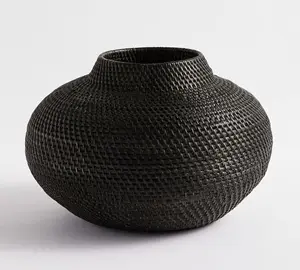 Bohemian Short Vase Handwoven Rattan OEM ODM | Bamboo & Wooden Vases Made In Vietnam Tienphong Handicrafts