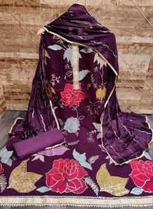 Foix Gorjet Pure Silk <b>Dress</b> Material for Women Embroidered Woven Suit with Plain Style and <b>Woolen</b> Yarn - Product Image 2