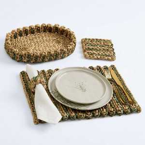 Accesorios de cena ecológicos, placas de cargador verde de jacinto de agua, almohadilla de plato de Tabletex hecha a mano al por mayor - Product Image 2