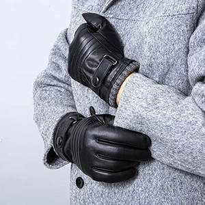 <b>Men</b> Full Finger Leather <b>Touchscreen</b> <b>Gloves</b> Breathable Eco-Friendly Winter <b>for</b> Casual Driving Outdoor Use - Product Image 6