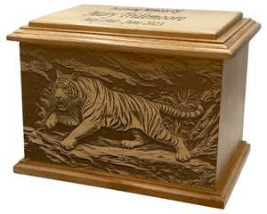 Urne funéraire en bois pour crémation de tigre, urne funéraire en bois pour grand animal, urne funéraire en bois pour faune sauvage avec gravure, urnes en bois pour cendres humaines - Product Image 4