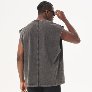 High Street Outer Washed Tank Top Hombres Lavado Vintage Camiseta Chaleco Sin mangas Streetwear Hipster Tank Top - Product Image 3