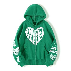 Venta caliente Puff Print Hoodie Hombres de alta calidad personalizado ligero Puff impresión Hoodies para hombre, 100% algodón Full Zipper Street - Product Image 2