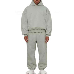 ชุดวอร์มผ้าฝ้ายแบบสวมหัวมีฮู้ดสำหรับผู้ชายชุดวอร์ม2ชิ้นแบบสวมหัวโอเวอร์ไซส์สำหรับผู้ชาย - Product Image 3