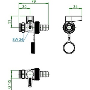 บอลวาล์วทองเหลือง Optiflex PN 16 DN 15 1/2" AG - Product Image 3
