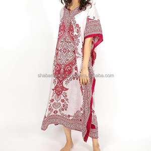 Asequible africano tradicional Dashiki Kaftan fabulosa ropa de mujer Kaftan vestido largo bloque de mano estampado Vestido de playa - Product Image 6