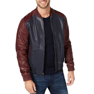 Blouson aviateur en cuir véritable pour hommes affaires Gentleman col Mandarin fermeture éclair décontracté antibactérien hiver doudoune - Product Image 1