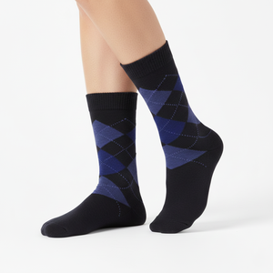 OEM Best Seller cómodo Ekose mujeres Crew vestido calcetines 98% algodón 2% ELASTANO personalizable antideslizante rayas transpirable - Product Image 2