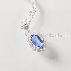 Collier pour femme en Tanzanite naturelle, pierre de naissance de décembre, bijoux faits à la main, chaîne en argent sterling 925 - Product Image 4