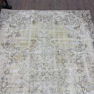 Grand tapis vintage 6,1x8,6 pieds, tapis turc en laine gris à pois - Product Image 4