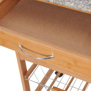 KIBamboo KIB007 Modern Design <b>Oak</b> Mobile Kitchen Shelf with Wheels Measures 37x50x78cm - Product Image 3