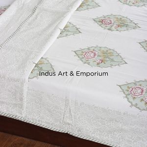 Ndian-Juego de ropa de cama con funda de almohada, juego de sábanas con bordes enjuagados, sanganeri artesanal - Product Image 3