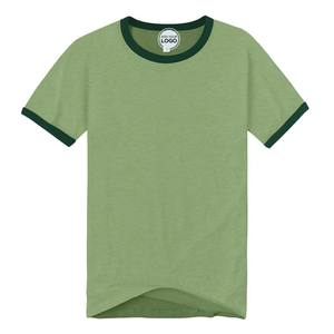 Venta al por mayor de algodón de manga corta con cuello redondo Camiseta Ringer para hombre Camiseta de manga corta con cuello redondo suave ajustado Ringer camisetas - Product Image 5