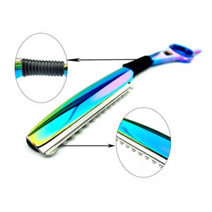 มีดโกนหนวดตรงสแตนเลสพรีเมียมพร้อมโลโก้สั่งทำพิเศษ สำหรับช่างตัดผมมืออาชีพ  มีดโกนหนวดและมีดซอยผม ด้ามจับไม้ - Product Image 4