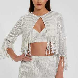 Robe de soirée élégante et luxueuse sans manches pour femmes, robe de bal dos nu, broderie en dentelle, perles, tulle, écologique, pour les fêtes - Product Image 1