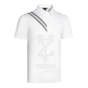 เสื้อกอล์ฟผู้ชายปี 2023 ขายส่ง บริการ OEM ทรงเข้ารูป แขนสั้น ผ้าฝ้าย/ใยไผ่ ถักทอ แห้งเร็ว ระบายอากาศดี สีพื้น - Product Image 2