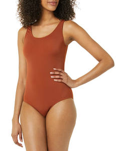 Novedades STOCK Patchwork Trajes de baño marrones con almohadilla Sexi Lady Traje de baño de una pieza - Product Image 1