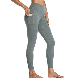 Leggings de yoga noirs unis taille haute longueur intégrale en Spandex Nylon avec taille élastique pour femme – Respirants - Product Image 6