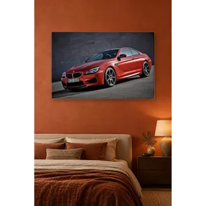 Impression sur toile de la BMW M6 rouge Fida devant un mur en béton - Product Image 3