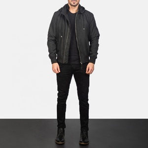 Blouson Bomber Unisexe en Laine Designer 2021, Impression Personnalisée, Noir, Logo Fin sur le Devant, Coupe-Vent, Écologique, Saison Hiver, Vente en Gros - Product Image 6