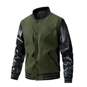 Alta nuevo último diseño invierno personalizado cuero Streetwear chaqueta de manga larga de talla grande hombres béisbol bombardero Varsity chaqueta 2026 - Product Image 5