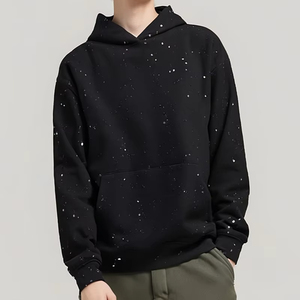 <b>Men's</b> Winter Pullover Hoodie Custom Black Digital Printing Pocket Streetwear Hooded Collar High Quality Polyester/Cotton - Product Image 2